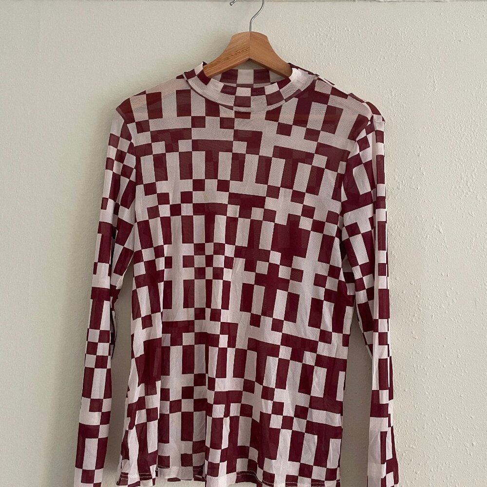 Glamorous Checkered Mesh Top, Size 8